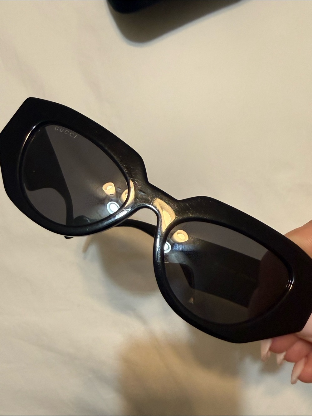 Gucci GG1421S 001 Women's Black Cat Eye Sunglasses Gray Lens w/ Case